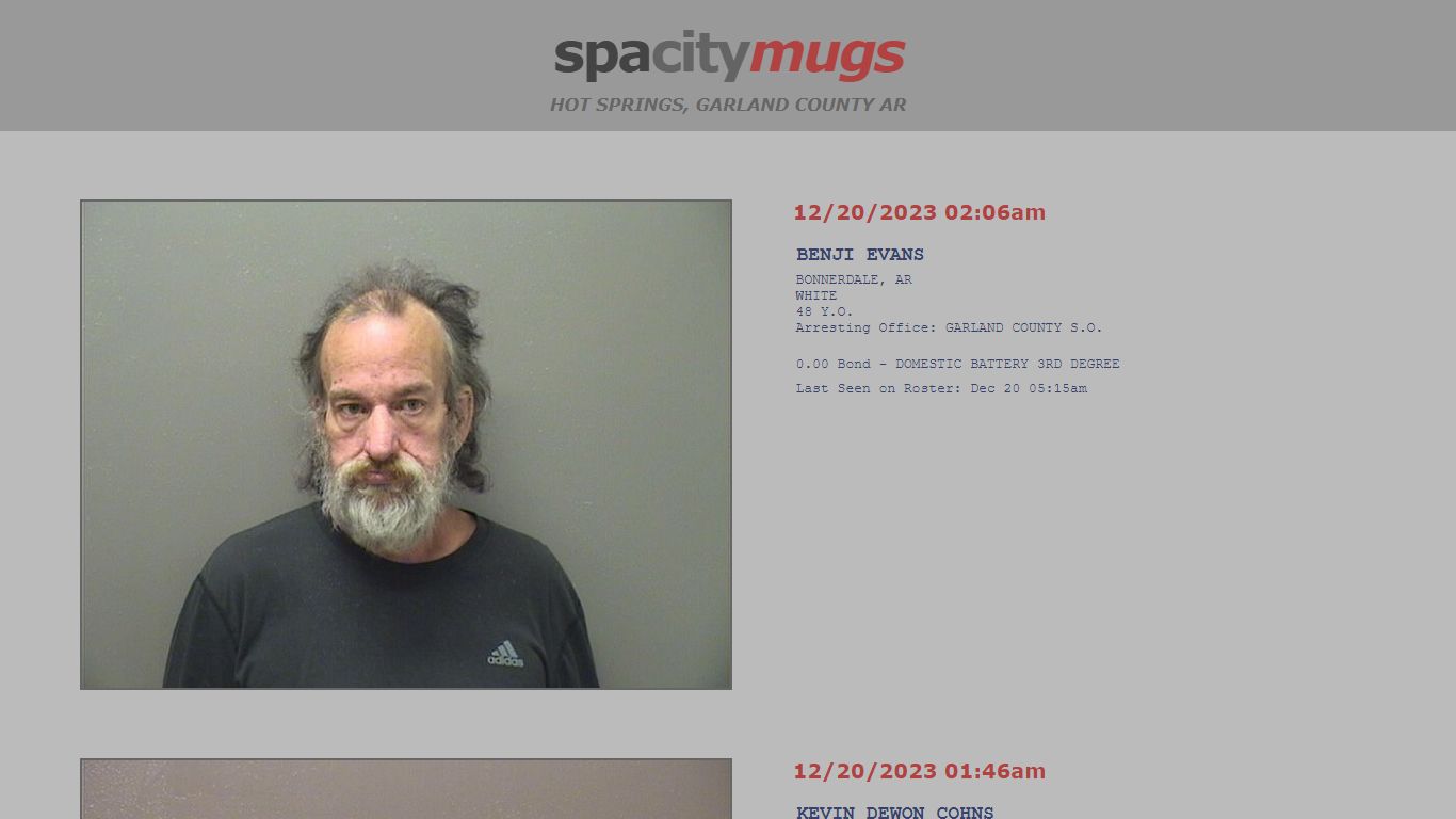 Mugshots for Garland County including Hot Springs | SpaCityMugs.com