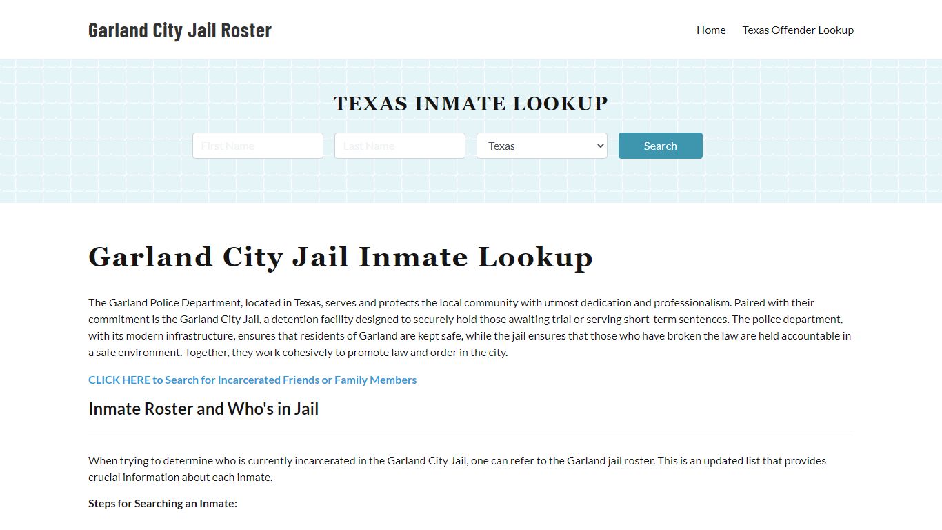 Garland Police Department & City Jail, TX Inmate Roster, Arrests, Mugshots